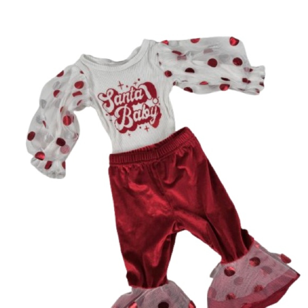 Santa Baby Red and White Christmas Outfit